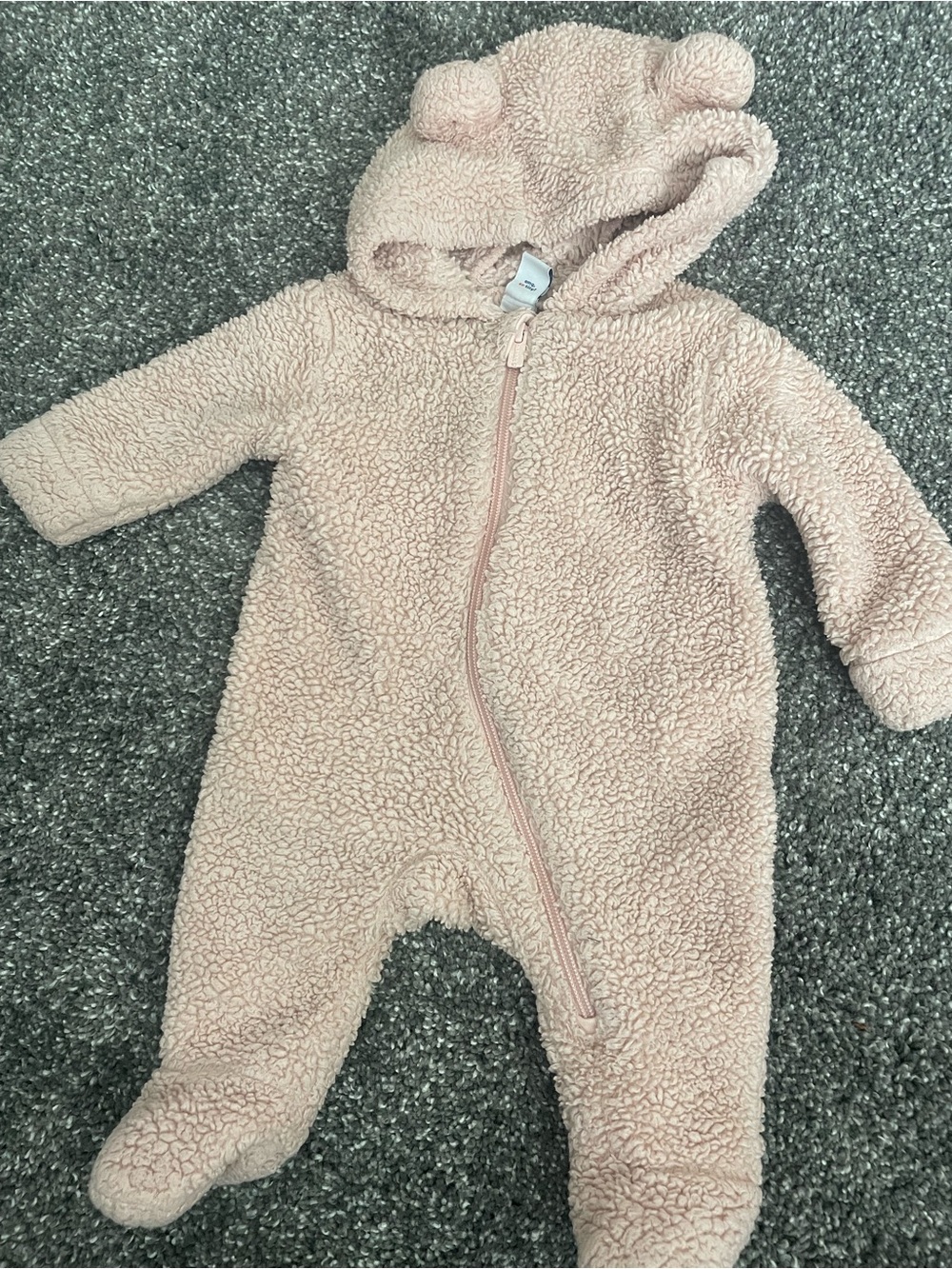 Old Navy Plush Hooded Footed One-Piece in Pale Pink